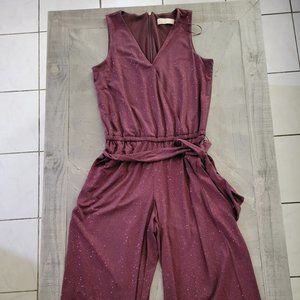 Michael Kors Purple Glitter Wrap Cropped Flutter Jumpsuit - SIZE M - PRE OWNED